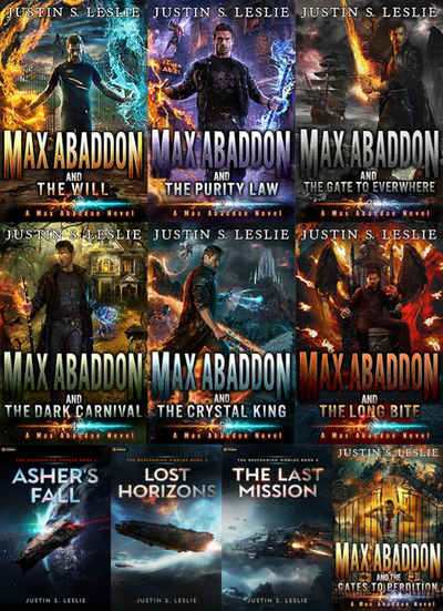 Max Abaddon Series & more by Justin S Leslie ~ 10 MP3 AUDIOBOOK COLLECTION